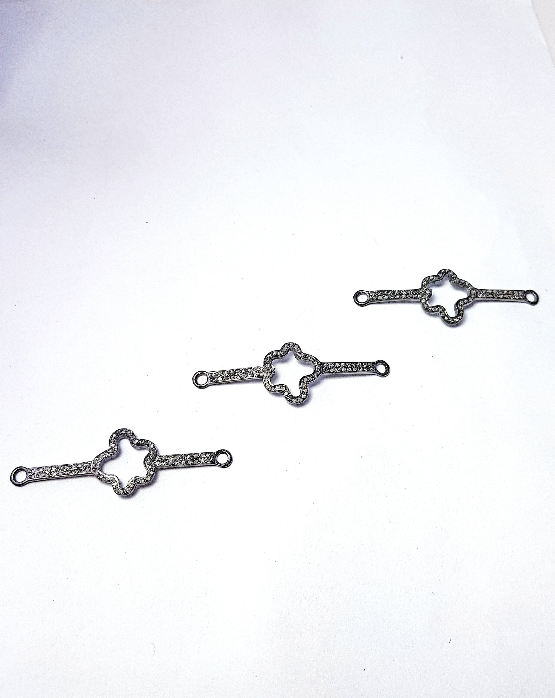 Pave diamond rosecut connector 925 sterling silver connector handmade diamond connector beautiful pave diamond bracelet connector