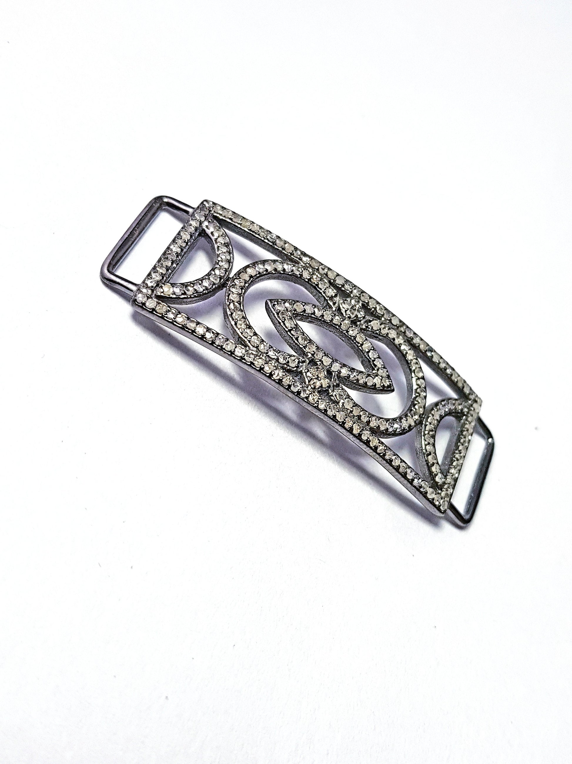 Pave diamond rosecut connector 925 sterling silver connector handmade diamond connector beautiful cutting stylish diamond bracelet connector