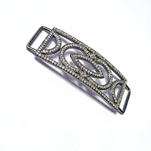 Pave diamond rosecut connector 925 sterling silver connector handmade diamond connector beautiful cutting stylish diamond bracelet connector