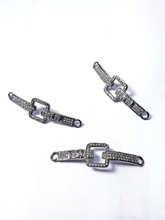 Pave diamond rosecut connector 925 sterling silver connector handmade diamond beautiful diamond bracelet connector