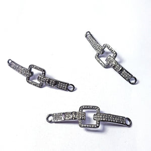 Pave diamond rosecut connector 925 sterling silver connector handmade diamond beautiful diamond bracelet connector