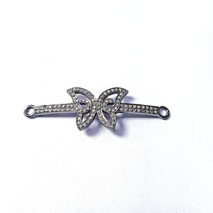 Pave diamond rosecut connector 925 sterling silver connector handmade diamond connector beautiful butterfly pave diamond bracelet connector