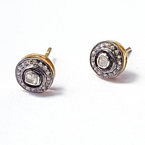 Pave rosecut diamond 925 sterling silver handmade Pave Diamond stud earring jewelry