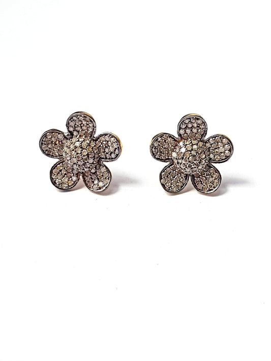 Pave rosecut diamond 925 sterling silver handmade very beautiful pave setting diamond stud earring