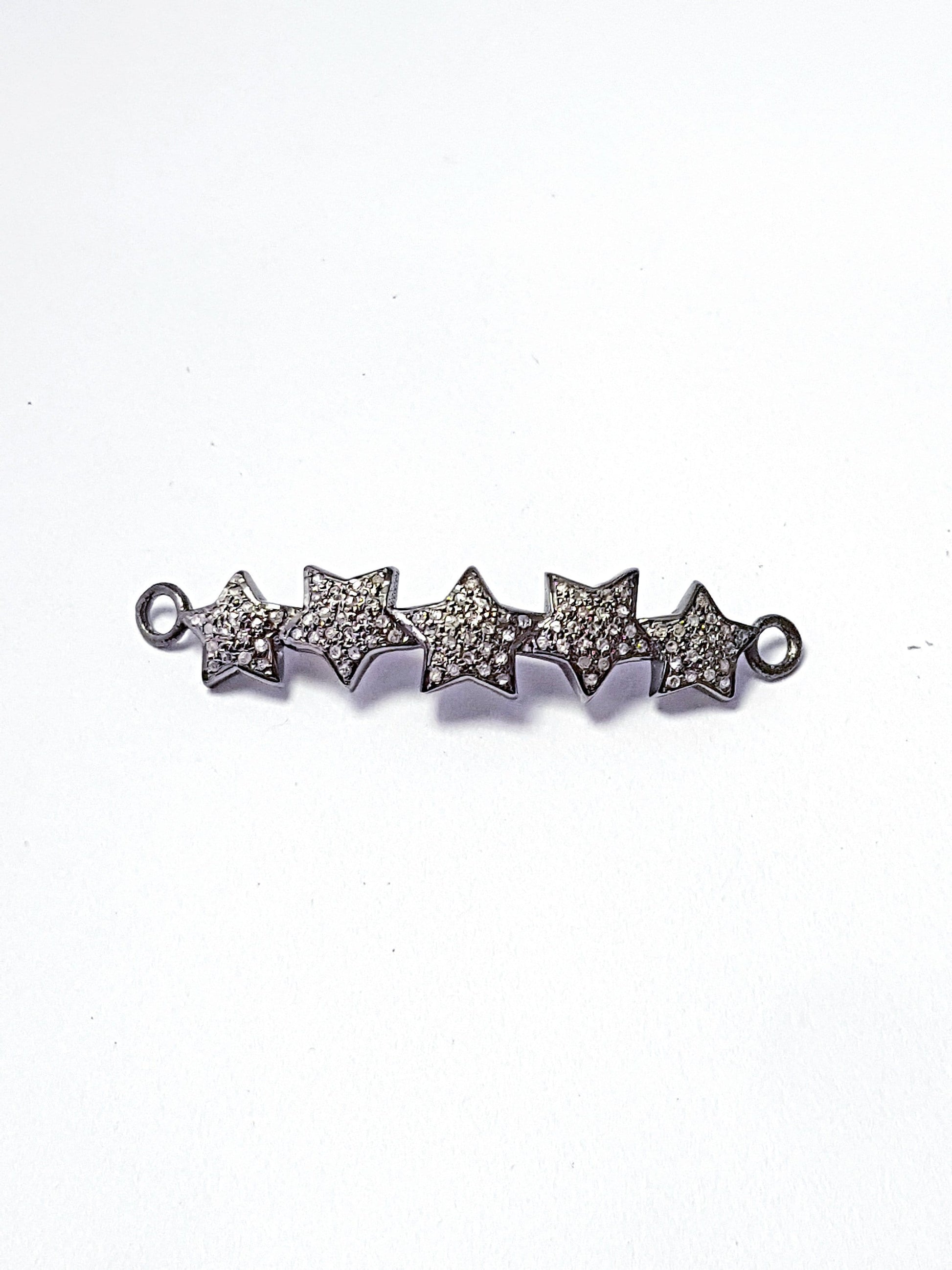 Pave Diamond Rosecut Connector 925 Sterling Silver Connector Handmade Diamond Bracelet Connector Beautiful Star Design Latest Connector