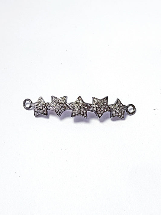 Pave Diamond Rosecut Connector 925 Sterling Silver Connector Handmade Diamond Bracelet Connector Beautiful Star Design Latest Connector