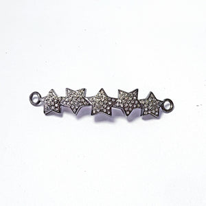 Pave Diamond Rosecut Connector 925 Sterling Silver Connector Handmade Diamond Bracelet Connector Beautiful Star Design Latest Connector