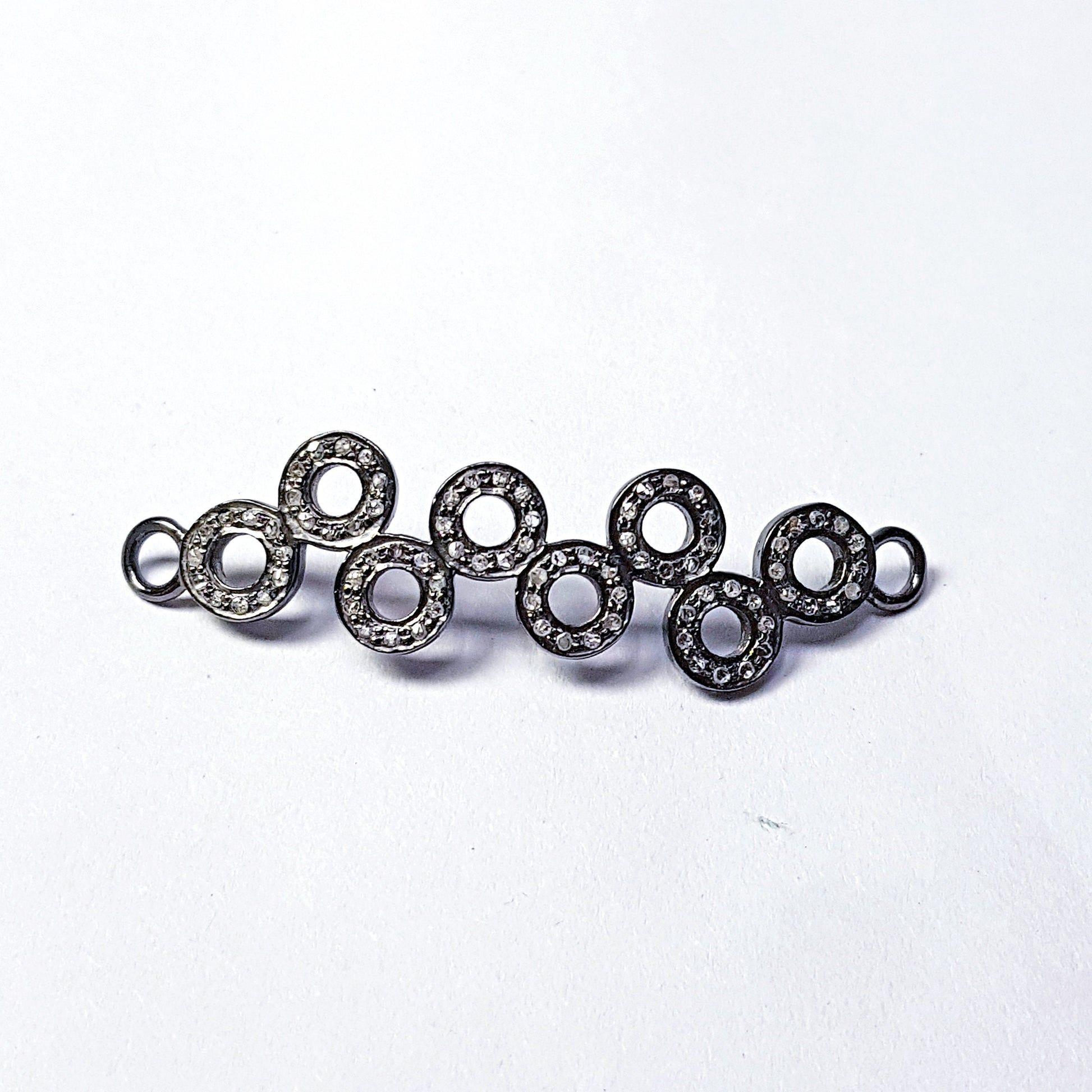 Pave diamond rosecut connector 925 sterling silver connector handmade diamond connector beautiful circle connecting design diamond bracelet