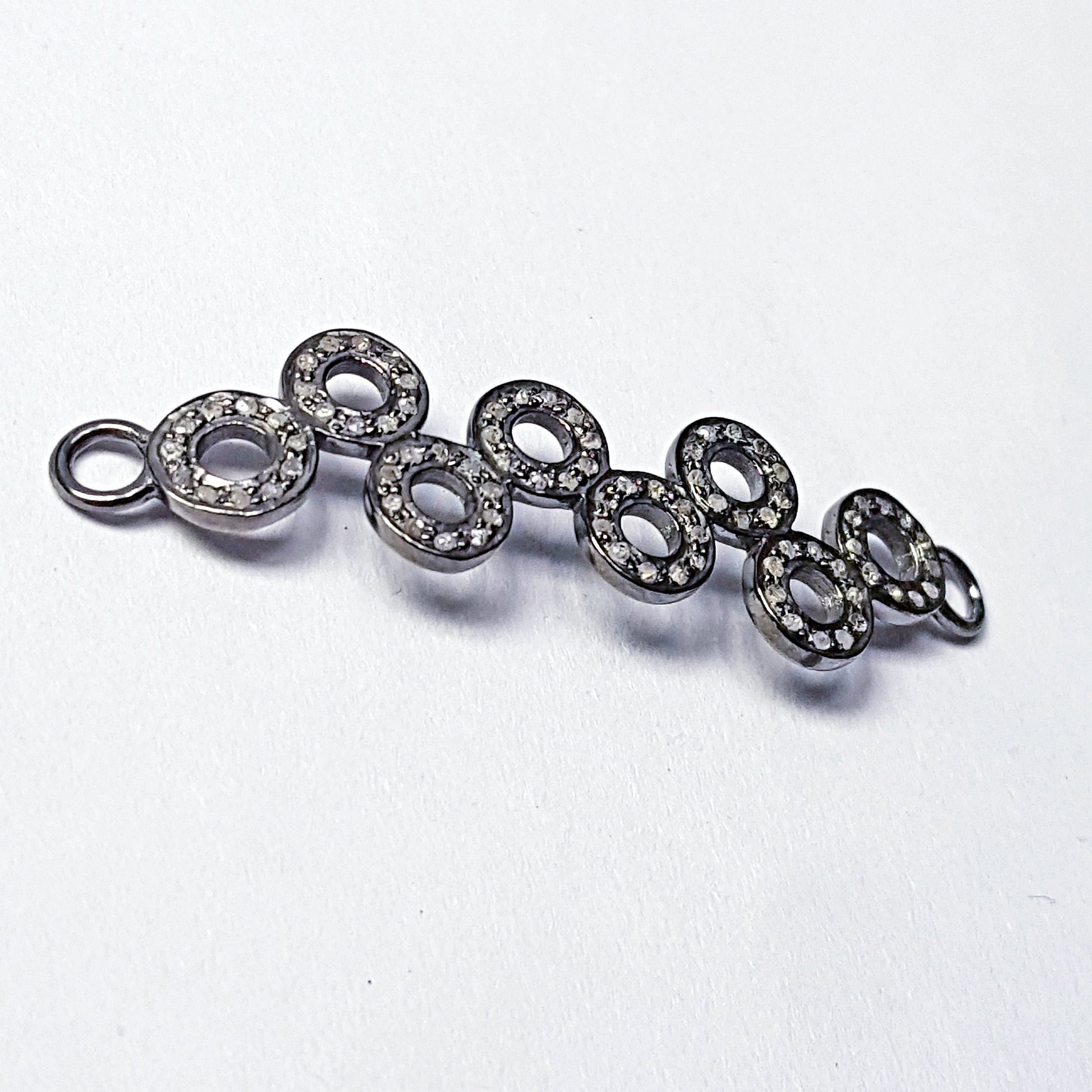 Pave diamond rosecut connector 925 sterling silver connector handmade diamond connector beautiful circle connecting design diamond bracelet