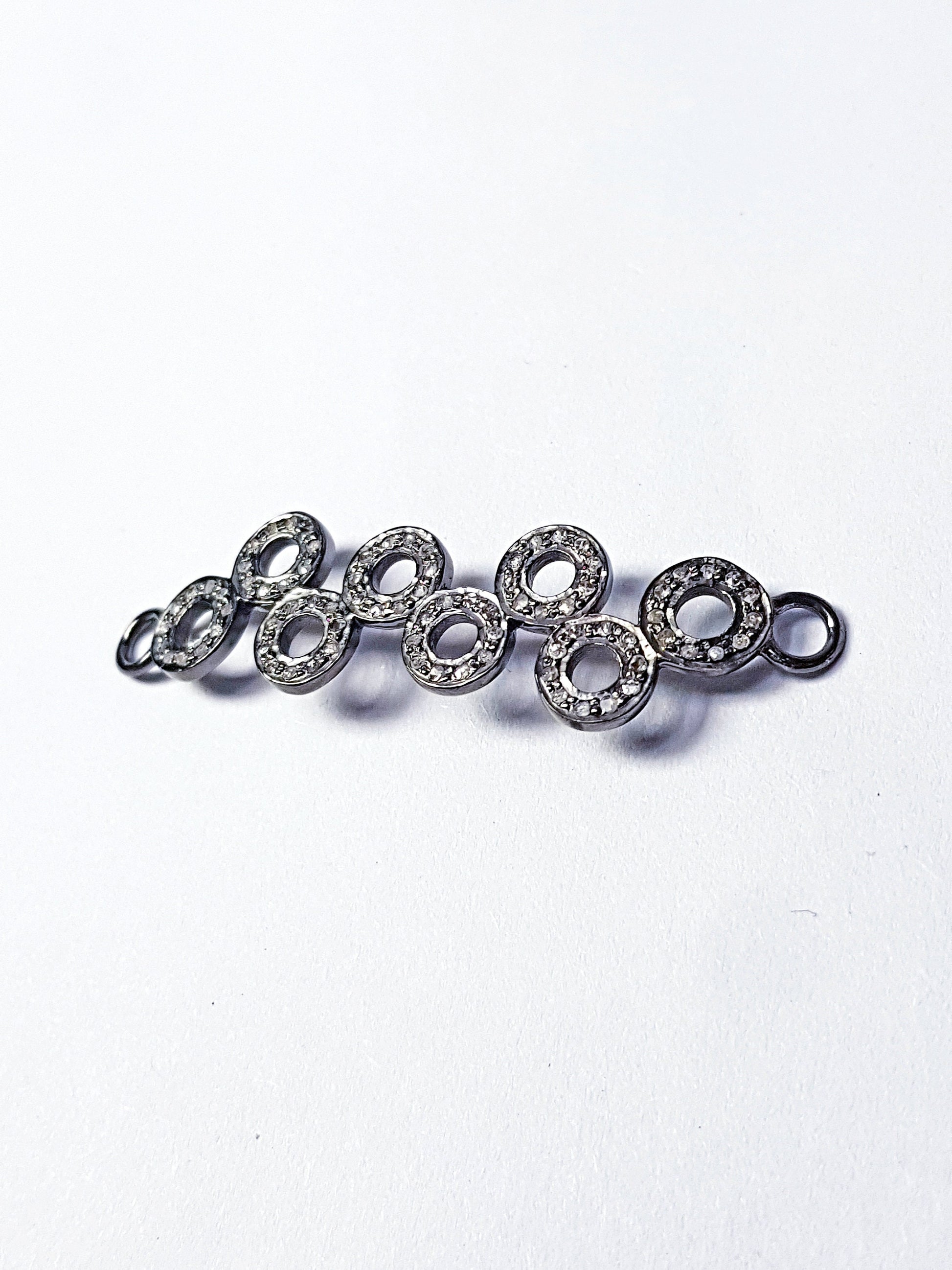 Pave diamond rosecut connector 925 sterling silver connector handmade diamond connector beautiful circle connecting design diamond bracelet