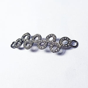 Pave diamond rosecut connector 925 sterling silver connector handmade diamond connector beautiful circle connecting design diamond bracelet