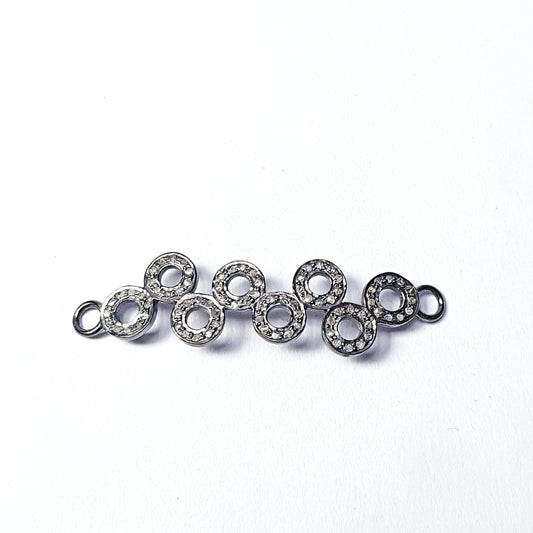 Pave diamond rosecut connector 925 sterling silver connector handmade diamond connector beautiful circle connecting design diamond bracelet