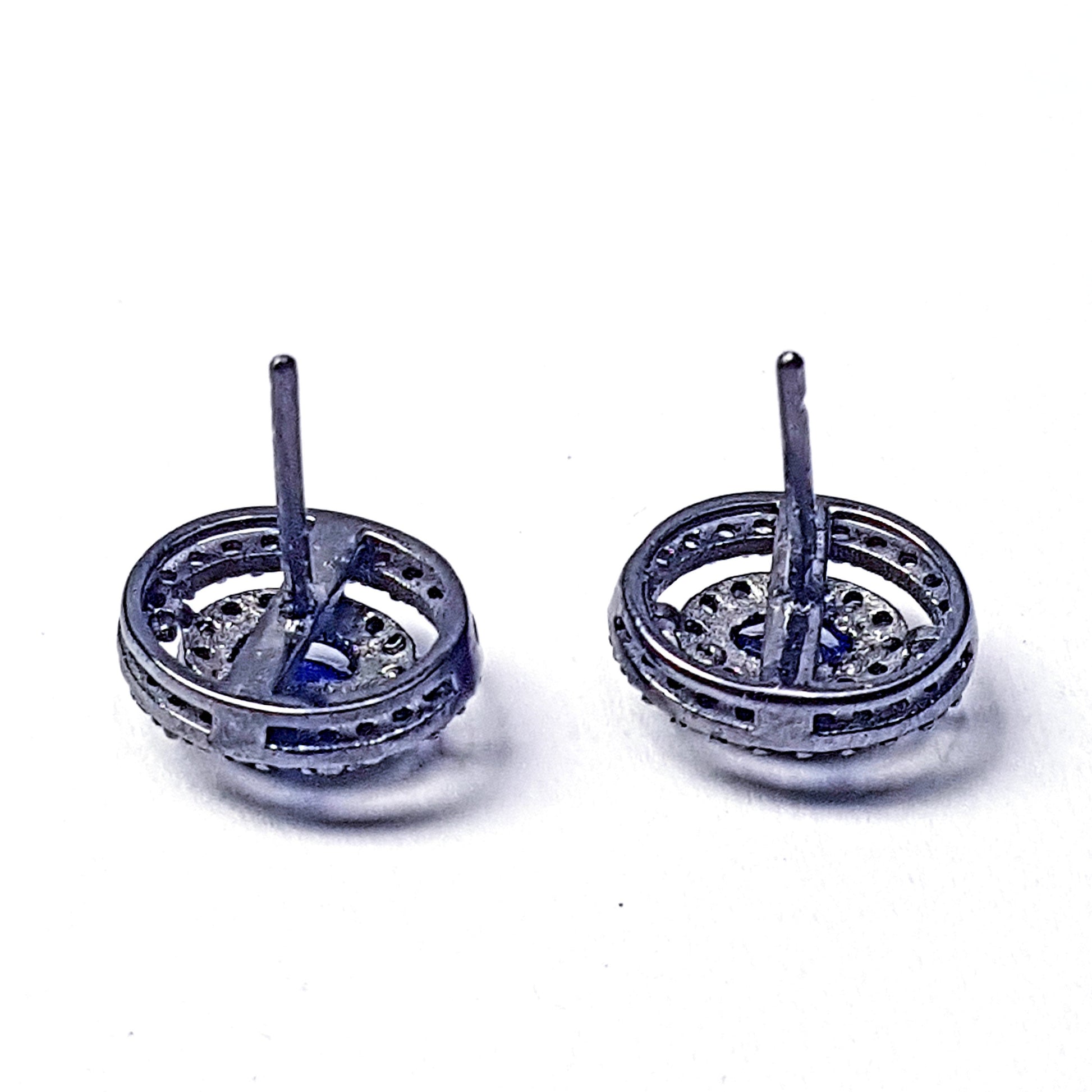 Pave Rosecut Diamond 925 Sterling Silver Handmade Pave Diamond Beautiful Oval Shaped Blue Color Kyanite Stone In Center Diamond Stud Earring