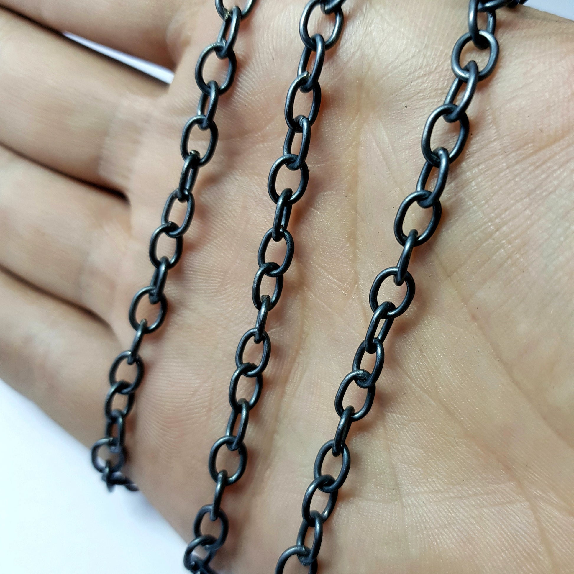 Antique Finish Oxidized 925 Sterling Silver Handmade Links Chains Links Size 5mm Jewelry Supplies Chunkey Chain