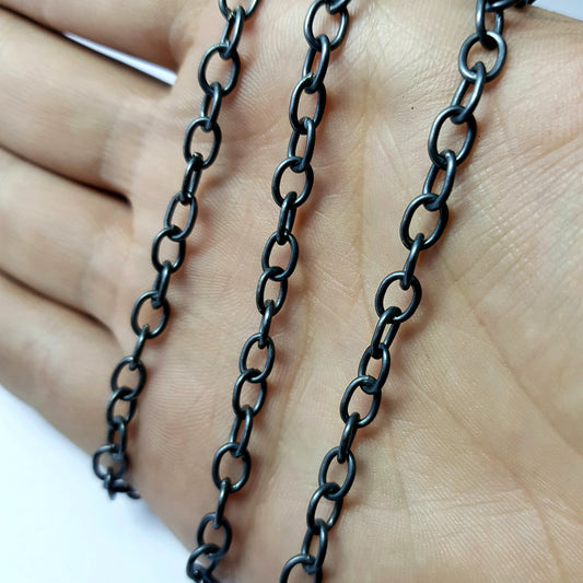 Antique Finish Oxidized 925 Sterling Silver Handmade Links Chains Links Size 5mm Jewelry Supplies Chunkey Chain