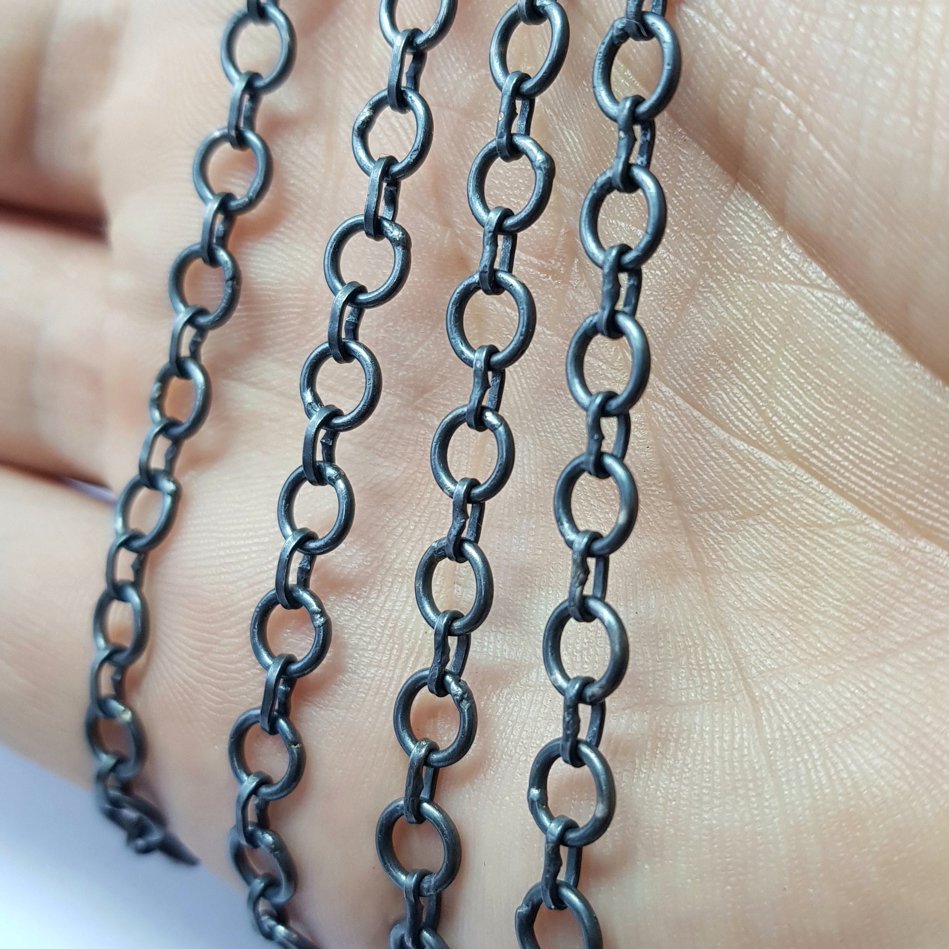 Antique Finish Oxidized 925 Sterling Silver Handmade Link Chains 5mm Links Size Jewelry Supplies Chunkey Chain