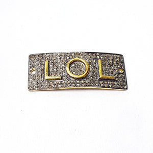 LOL design golden charm  Pave diamond rosecut connector 925 sterling silver connector handmade diamond bracelet connector charm