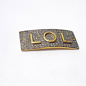 LOL design golden charm  Pave diamond rosecut connector 925 sterling silver connector handmade diamond bracelet connector charm