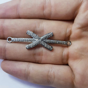 Rosecut pave diamond bracelet connector 925 sterling silver handmade finish cross design diamond bracelet connector charms