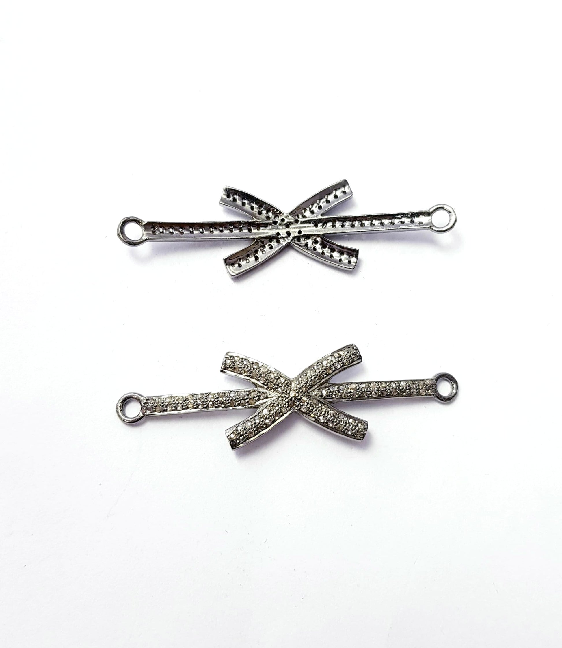 Rosecut pave diamond bracelet connector 925 sterling silver handmade finish cross design diamond bracelet connector charms