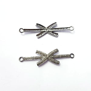 Rosecut pave diamond bracelet connector 925 sterling silver handmade finish cross design diamond bracelet connector charms