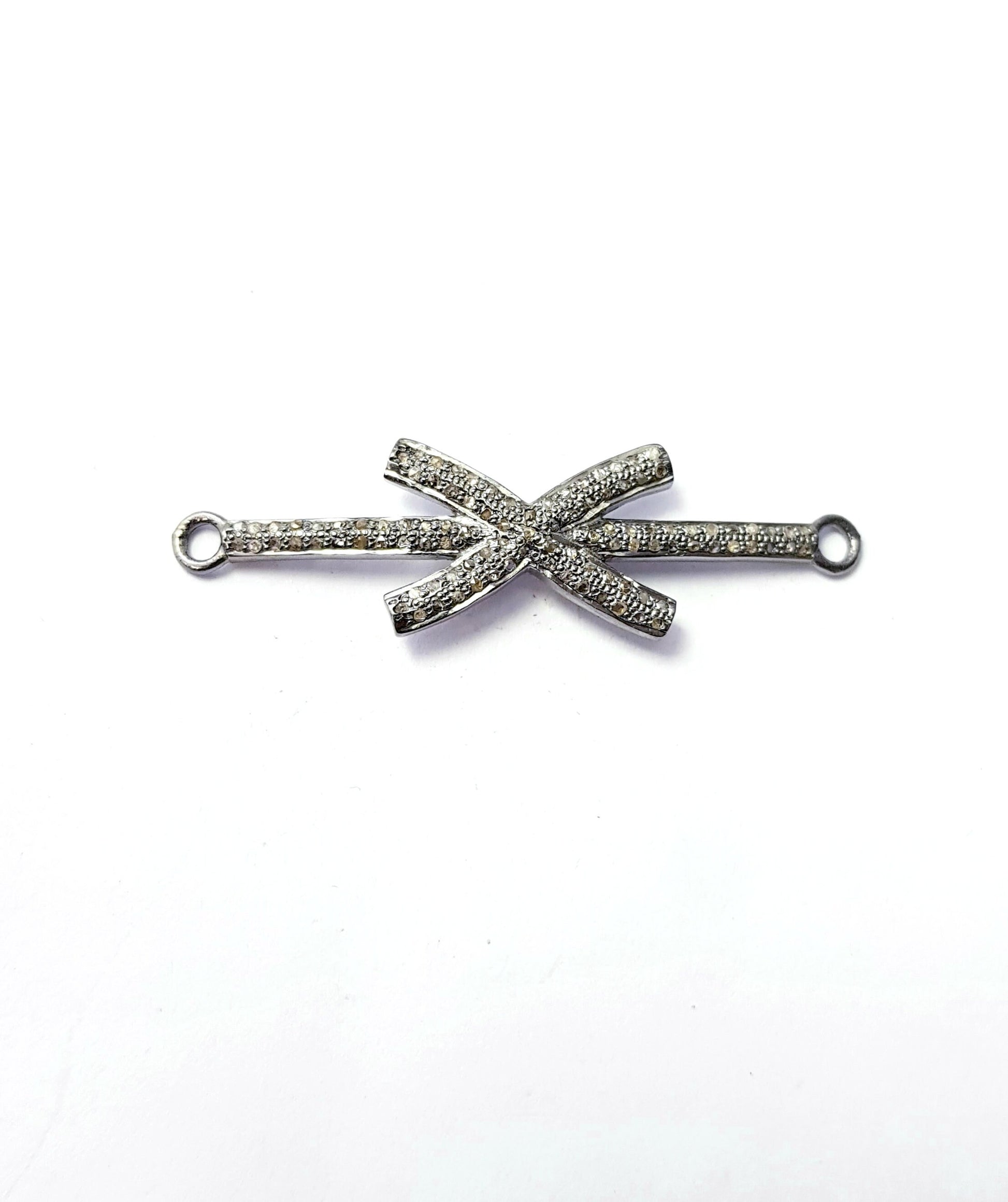 Rosecut pave diamond bracelet connector 925 sterling silver handmade finish cross design diamond bracelet connector charms