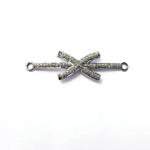 Rosecut pave diamond bracelet connector 925 sterling silver handmade finish cross design diamond bracelet connector charms