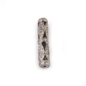 2 pc Rosecut Pave Diamond Drum Filigree bead 925 Sterling Silver Antique Finish handmade Pave Jewelry diamond Bead  19mmx4mm