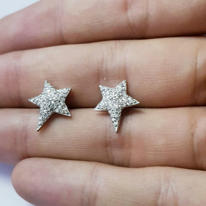 Beautiful Design Rosecut Pave Diamond Stud Earrings 925 Sterling Silver Handmade Silver Finish Star Shaped Designer Diamond Stud Earrings