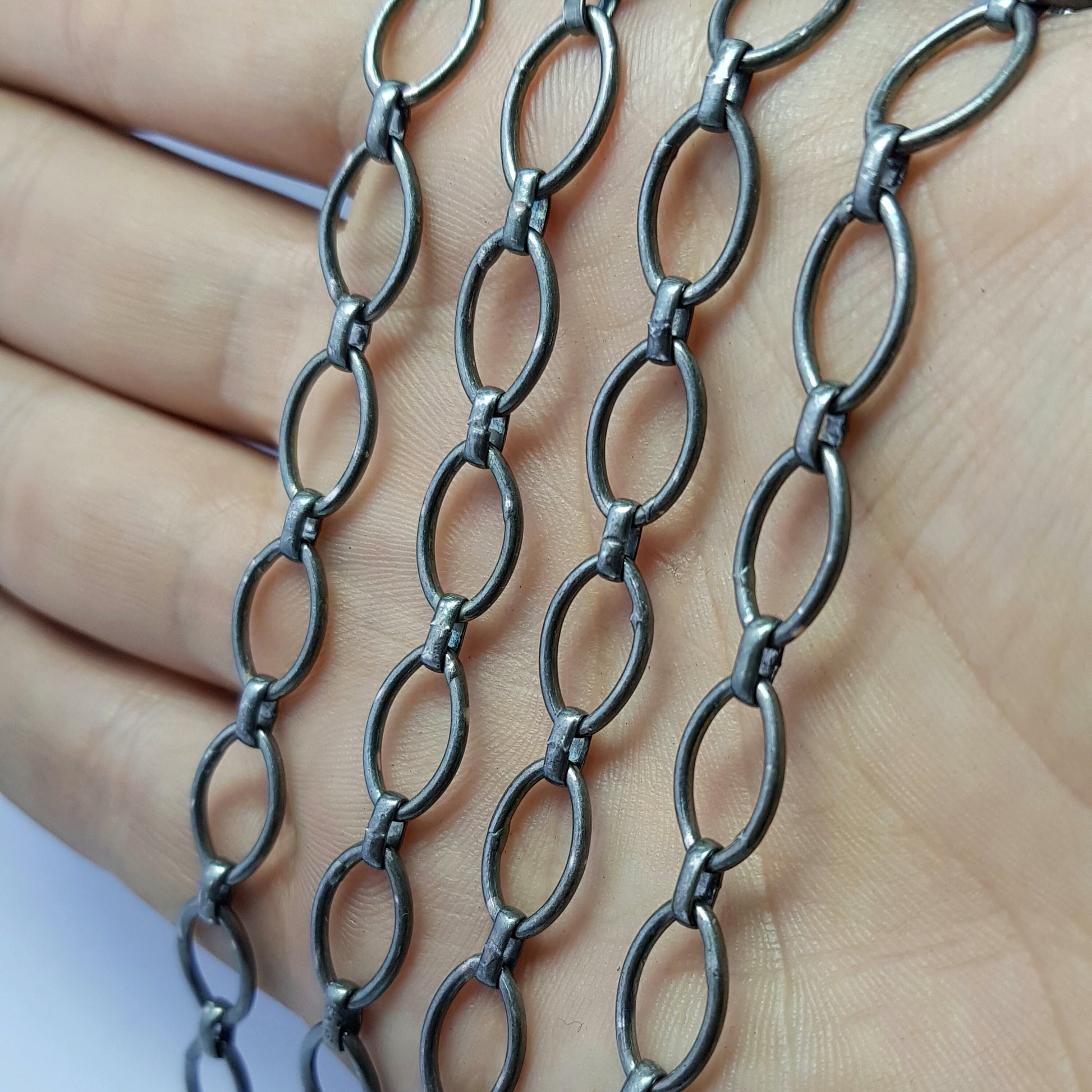 Antique Finish Oxidized 925 Sterling Silver Cable Chains 15mmX10mm Size Links Jewelry Supplies Chunkey Chain