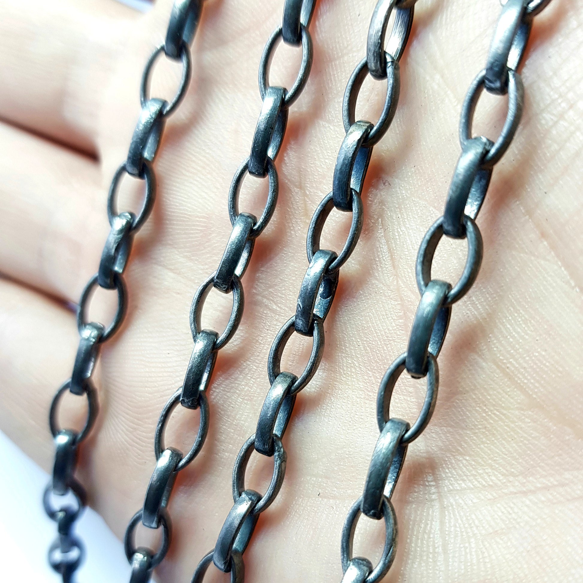 Antique Finish Oxidized 925 Sterling Silver Handmade Links Chains 5mmX7mm Links Size Jewelry Supplies Chunkey Chain