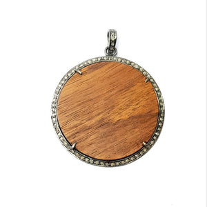Rosecut Pave Diamond Pendant 925 Sterling Silver Handmade Finish Circle Style Diamond Jewelry