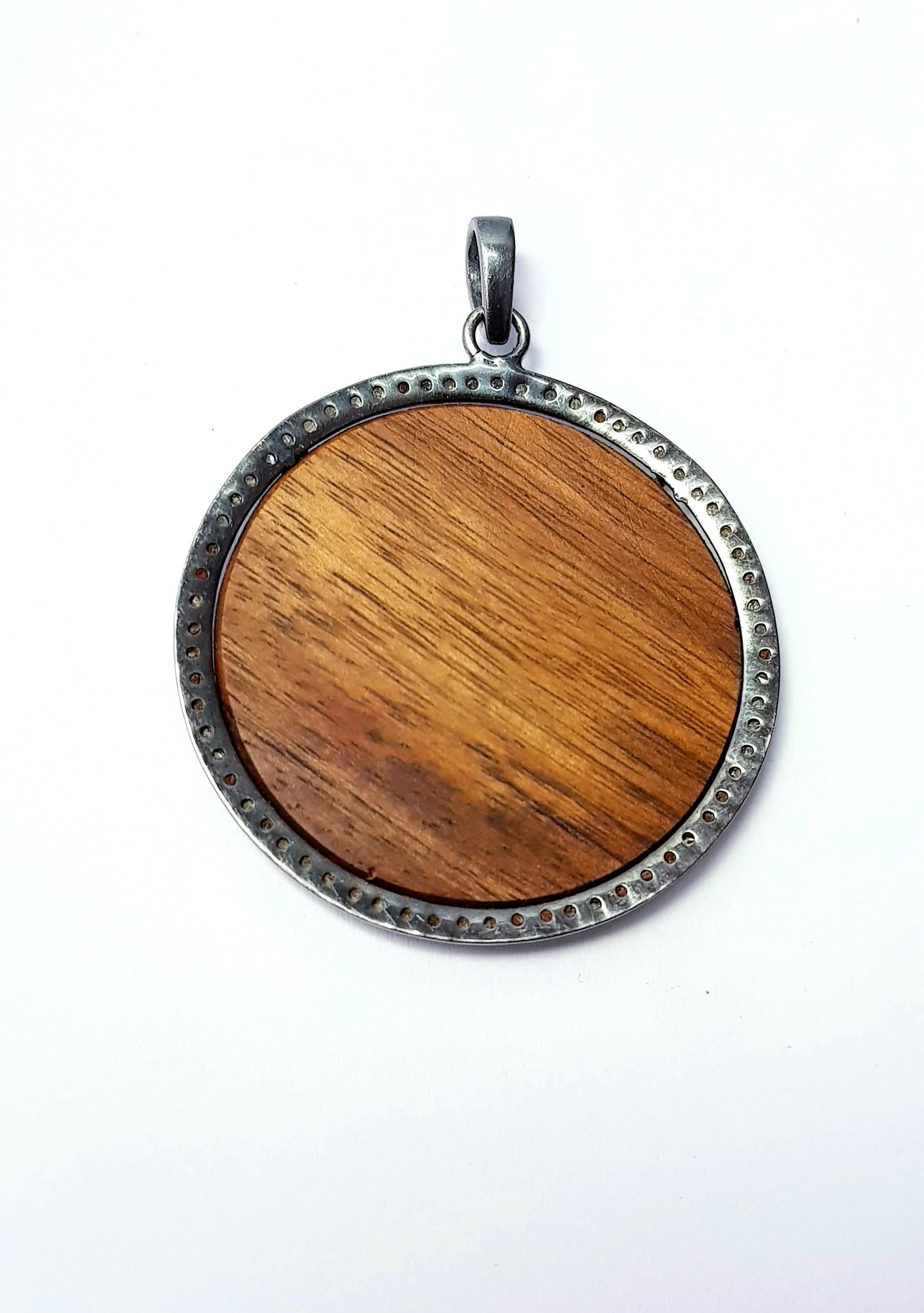 Rosecut Pave Diamond Pendant 925 Sterling Silver Handmade Finish Circle Style Diamond Jewelry