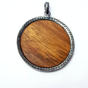 Rosecut Pave Diamond Pendant 925 Sterling Silver Handmade Finish Circle Style Diamond Jewelry