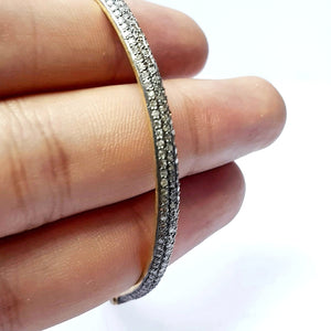 Rocecut pave diamond bangle 925 sterling silver handmade finish 3 line natural real diamond beautiful bangle