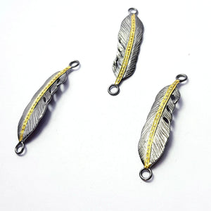 Very Beautiful Feather Rosecut Pave Diamond Bracelet Connector 925 Sterling Silver Handmade Finish Diamond Connector Charms