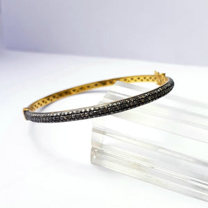 Rocecut pave diamond bangle 925 sterling silver handmade finish 3 line natural real diamond beautiful bangle