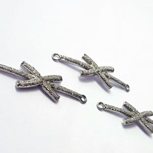 Rosecut pave diamond bracelet connector 925 sterling silver handmade finish cross design diamond bracelet connector charms