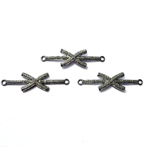 Rosecut pave diamond bracelet connector 925 sterling silver handmade finish cross design diamond bracelet connector charms