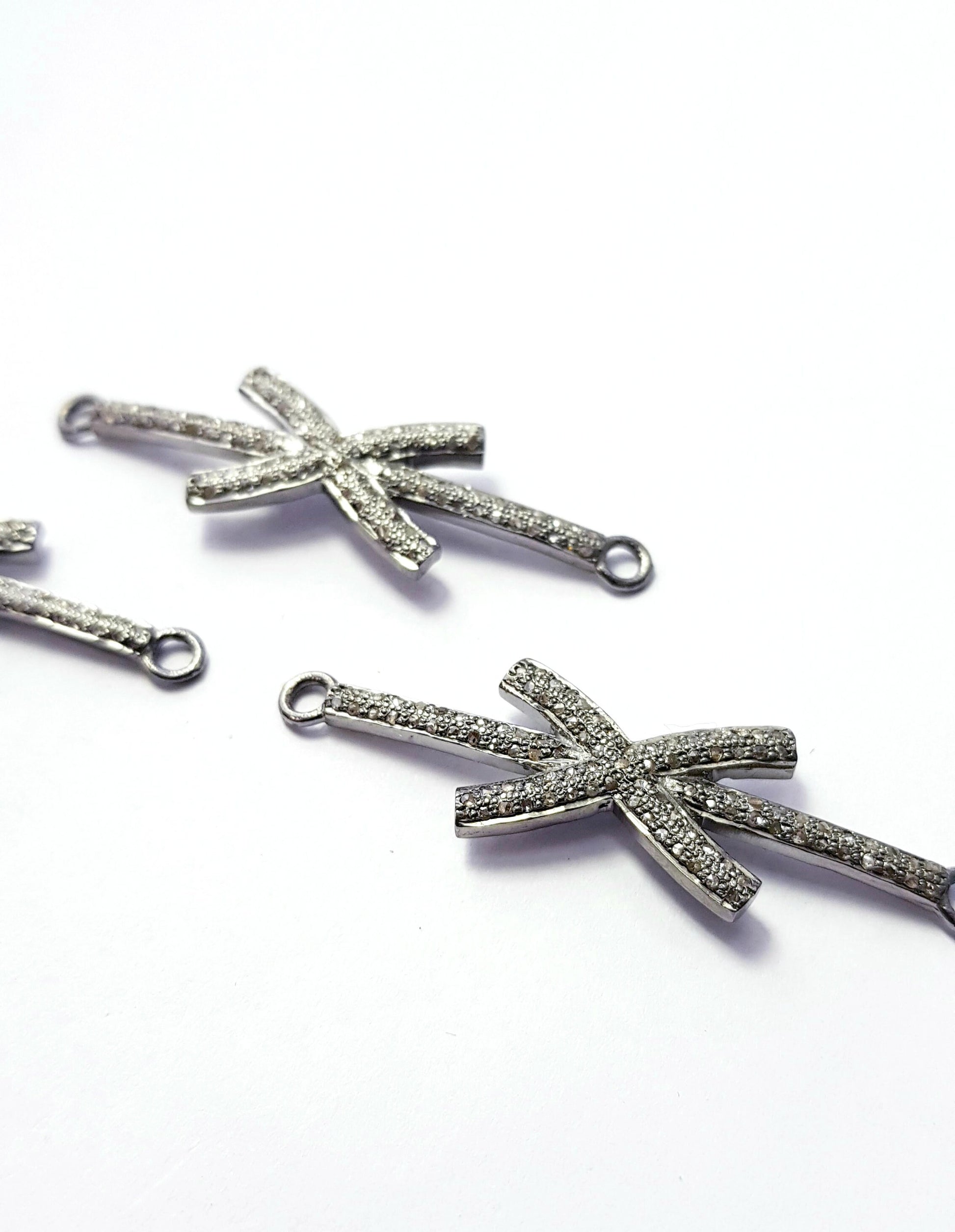 Rosecut pave diamond bracelet connector 925 sterling silver handmade finish cross design diamond bracelet connector charms