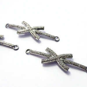 Rosecut pave diamond bracelet connector 925 sterling silver handmade finish cross design diamond bracelet connector charms