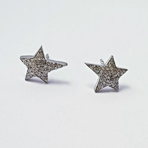 Beautiful Design Rosecut Pave Diamond Stud Earrings 925 Sterling Silver Handmade Silver Finish Star Shaped Designer Diamond Stud Earrings