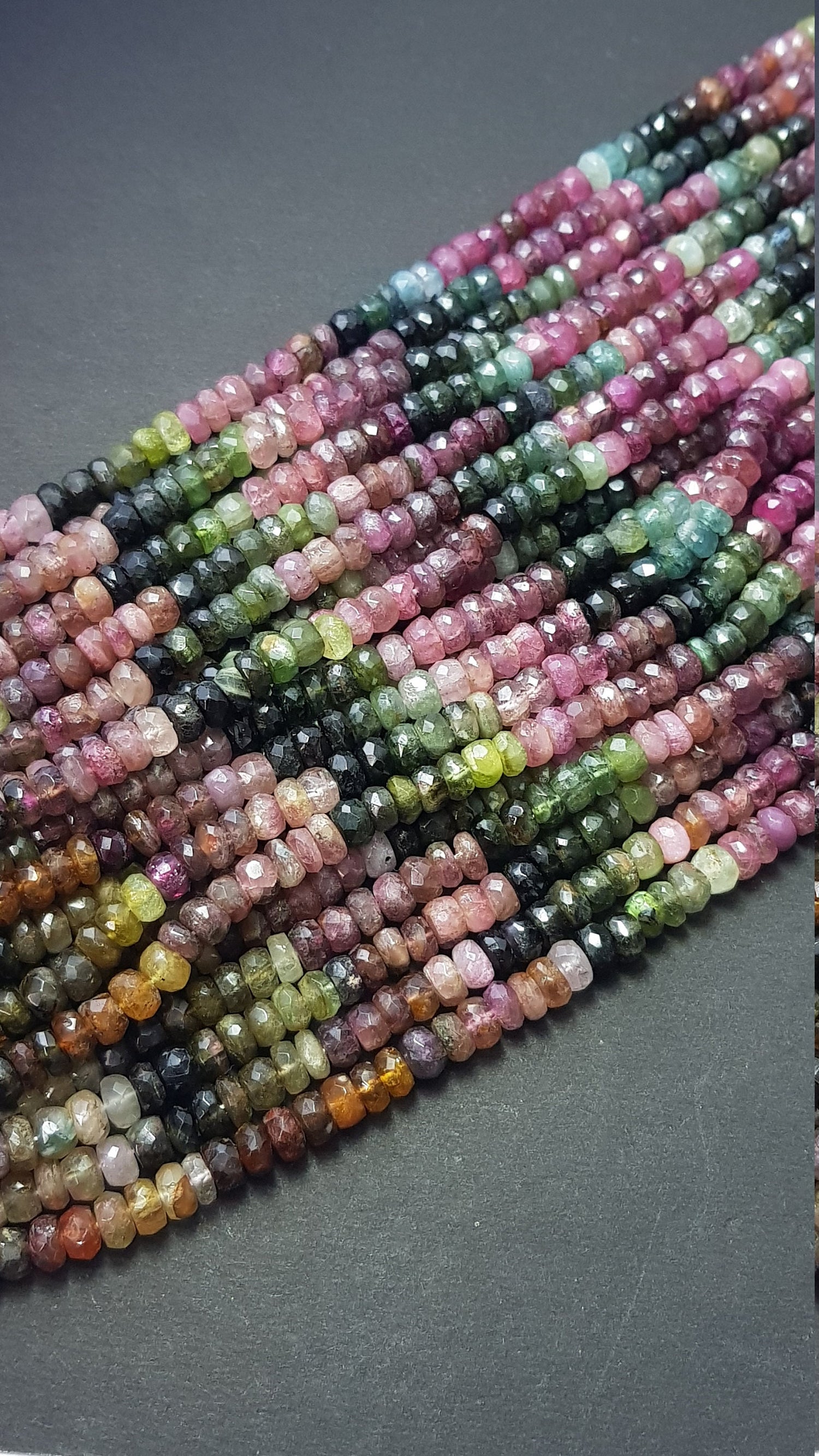 Multi Tourmaline Beads Faceted Roundel Beads 13&quot;Strand Tourmaline Beads 3mm-5mm AAA Quality Wholesale Watermelon Round Shape Bead Tourmaline