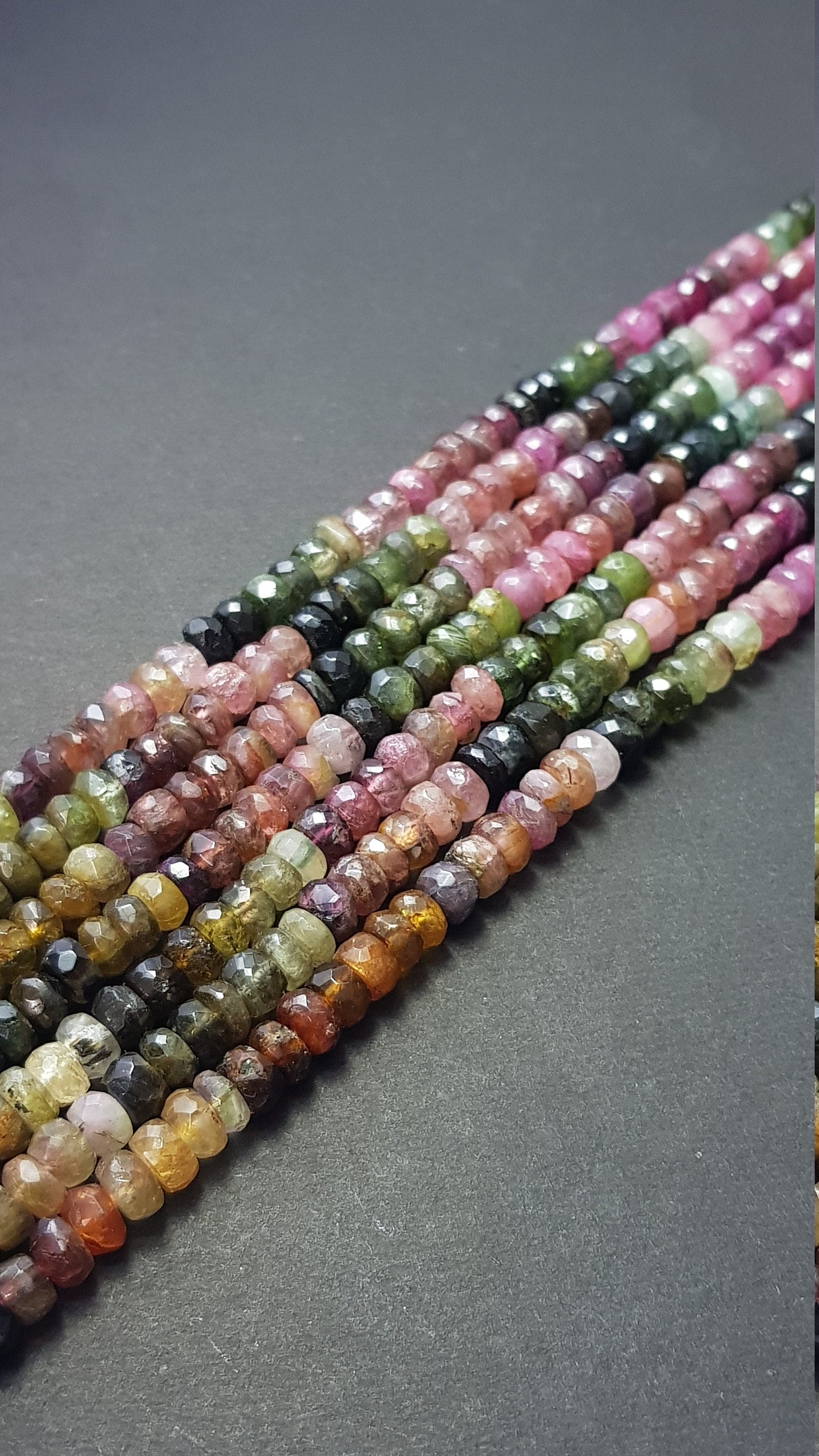 Multi Tourmaline Beads Faceted Roundel Beads 13&quot;Strand Tourmaline Beads 3mm-5mm AAA Quality Wholesale Watermelon Round Shape Bead Tourmaline