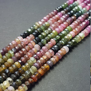 Multi Tourmaline Beads Faceted Roundel Beads 13"Strand Tourmaline Beads 3mm-5mm AAA Quality Wholesale Watermelon Round Shape Bead Tourmaline