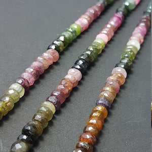 Multi Tourmaline Beads Faceted Roundel Beads 13"Strand Tourmaline Beads 3mm-5mm AAA Quality Wholesale Watermelon Round Shape Bead Tourmaline