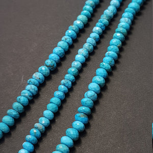 Rare Natural Arizona Turquoise beads , Arizona faceted turquoise beads,AAA high quality faceted Rondelles beads size 5-6mm 13 inche strand