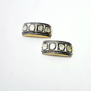 Beautiful Flat Diamond Designer Rosecut Pave Diamond Bracelet Connector 925 Sterling Silver Handmade Finish Diamond Connector Charms