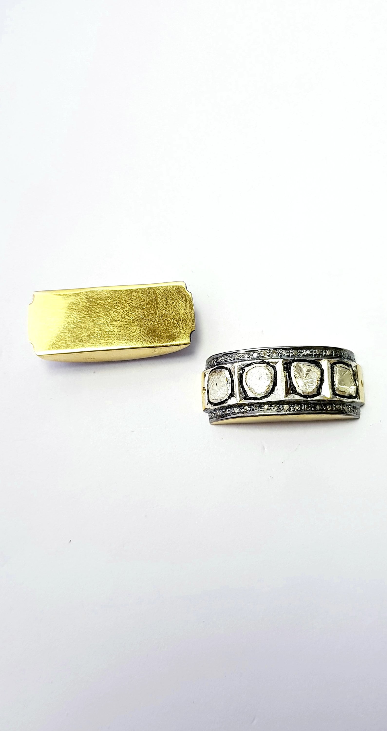 Beautiful Flat Diamond Designer Rosecut Pave Diamond Bracelet Connector 925 Sterling Silver Handmade Finish Diamond Connector Charms