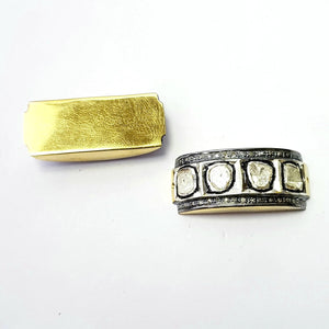 Beautiful Flat Diamond Designer Rosecut Pave Diamond Bracelet Connector 925 Sterling Silver Handmade Finish Diamond Connector Charms